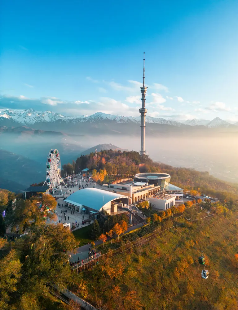 Aerial view of Kok-Tobe Hill and Almaty city