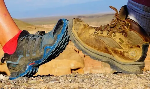 Hiking shoes on rocky ground