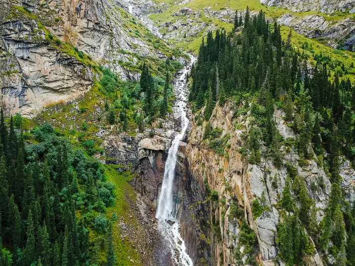 Waterfall in Barskoon Gorge, Kyrgyzstan