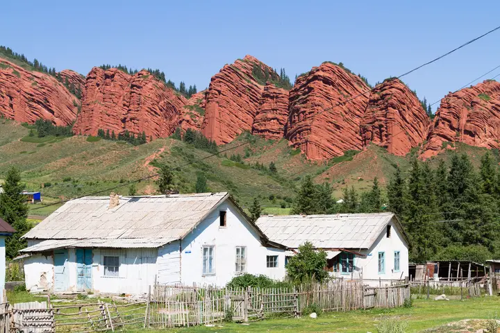 Red Seven Bulls cliffs at Jeti-Oguz, Kyrgyzstan